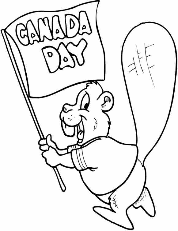 A to z kids stuff canada day flag beaver color page