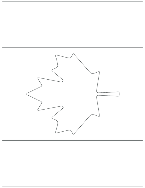 Downloadable canada maple leaf flag template and coloring page
