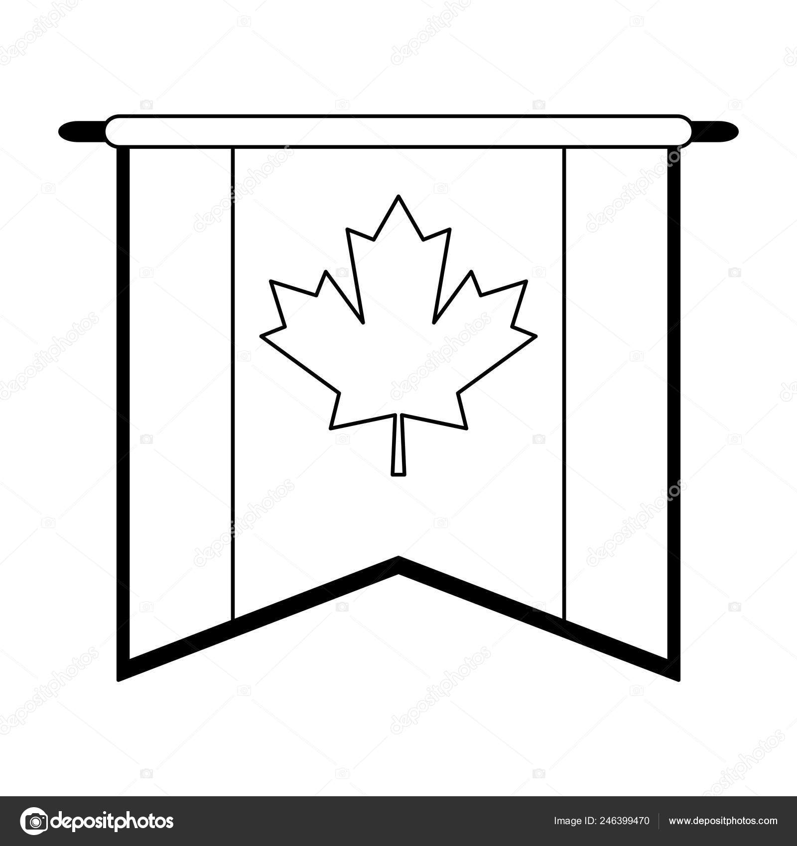Canada pennant flag symbol black and white stock vector by jemastock