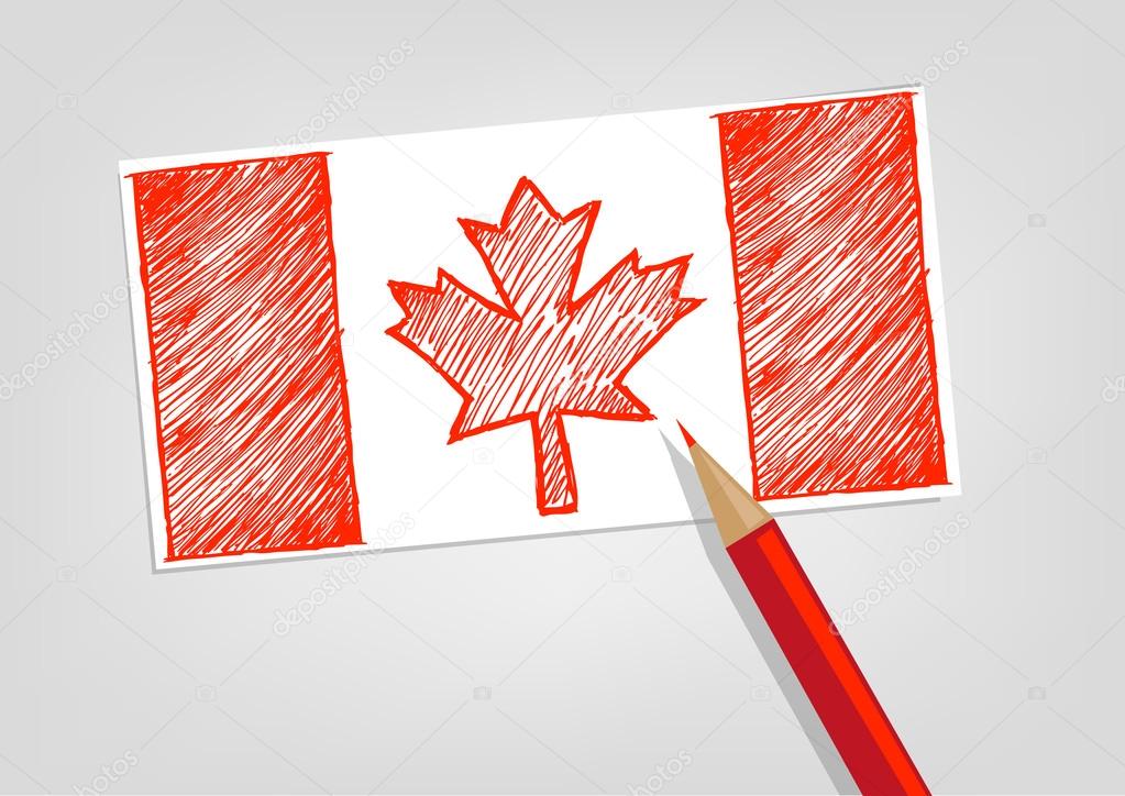 Canada flag sketch style with red pencil color editable clip art stock vector by crystaleyemedia