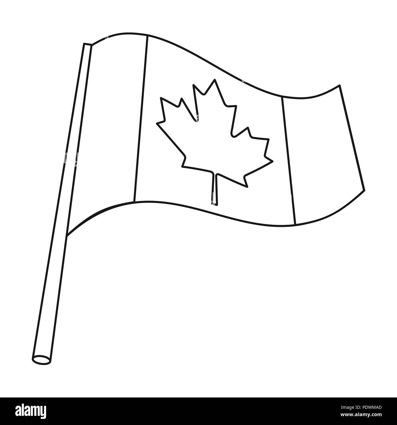 Canadian flag icon in outline style isolated on white background canadian thanksgiving day symbol vector illustration stock vector image art