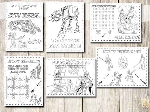 Star wars dart vader coloring pages instant download star wars darth vader party favors star wars birthday star wars darth vader book