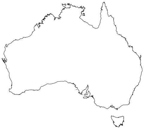 Outline map of australia coloring page free printable coloring pages
