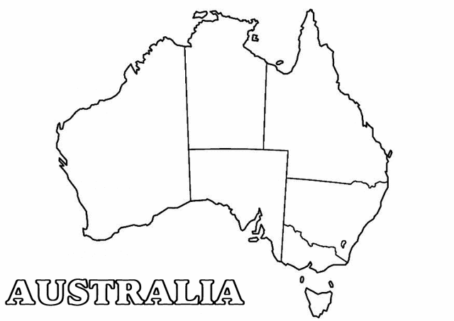 Map of australia coloring page