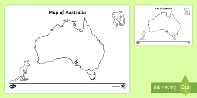 Stralia template blank a map of stralia to print