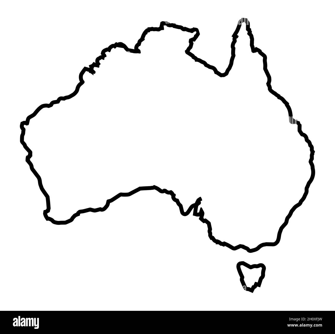 Outline border map of australia over a white background stock photo