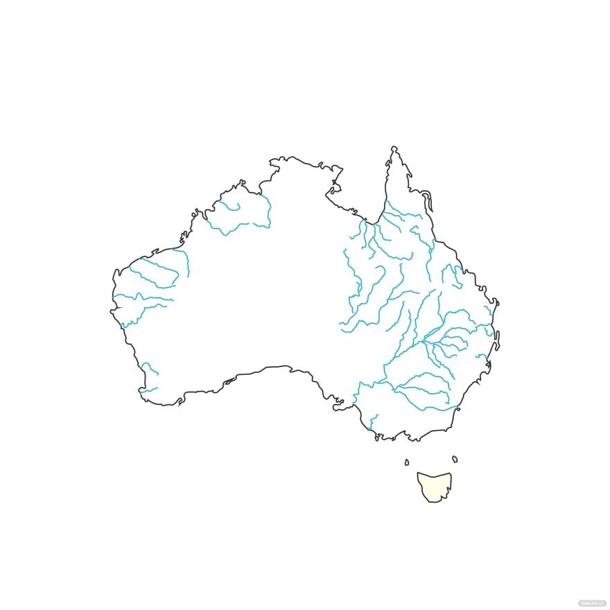 Free australia map with rivers vector