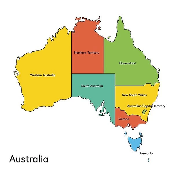 Stralia map country geographic area local landmark