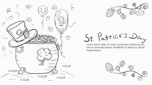 Pot of gold coloring stock illustrations royalty