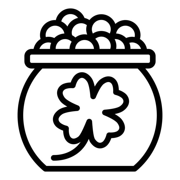 Pot of gold outline stock illustrations royalty