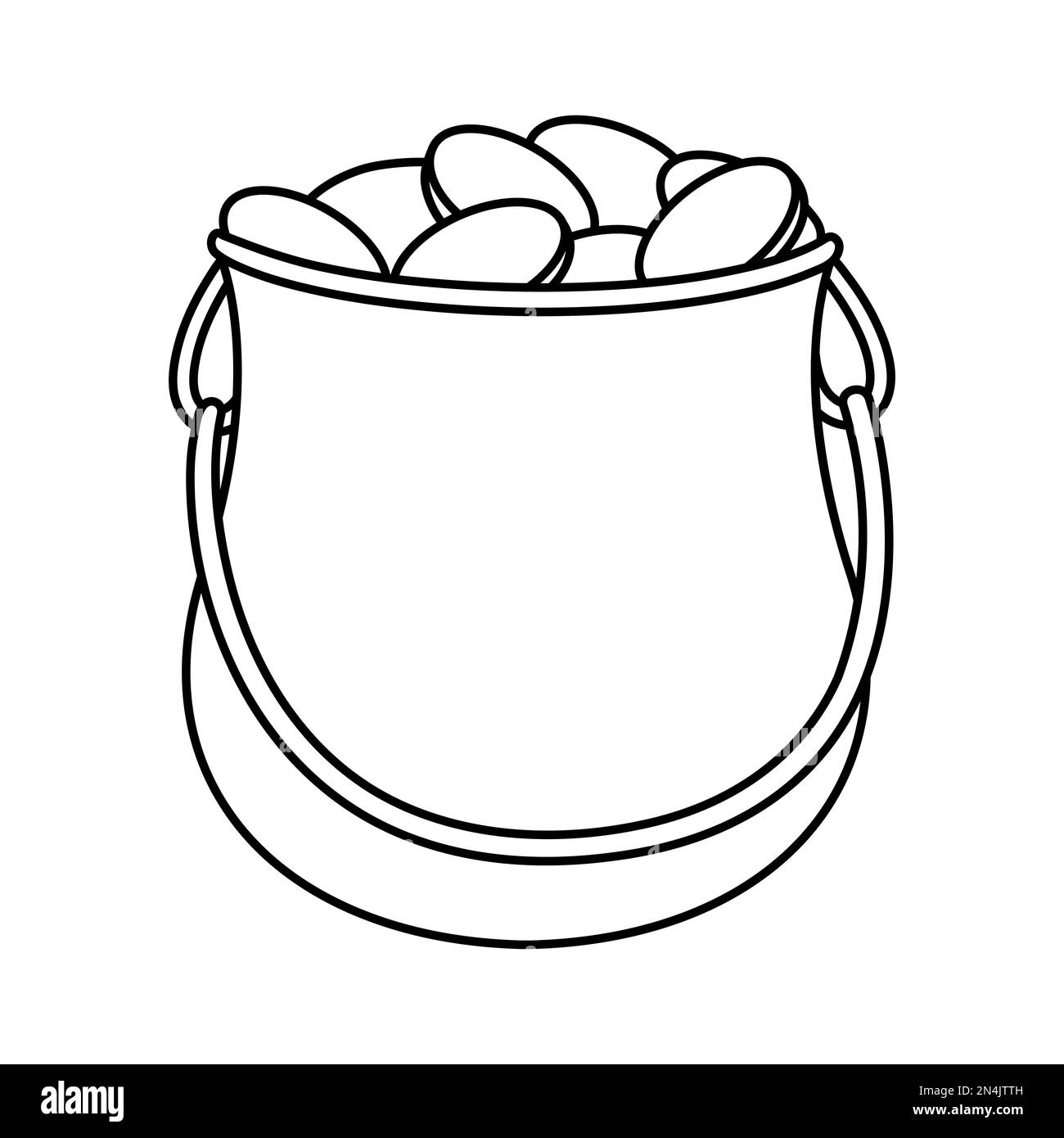 Gold coins pot black and white stock photos images
