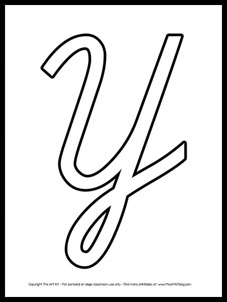 Uppercase letter y cursive outline printable free â the art kit