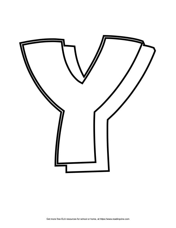 Bubble letter y free printable styles