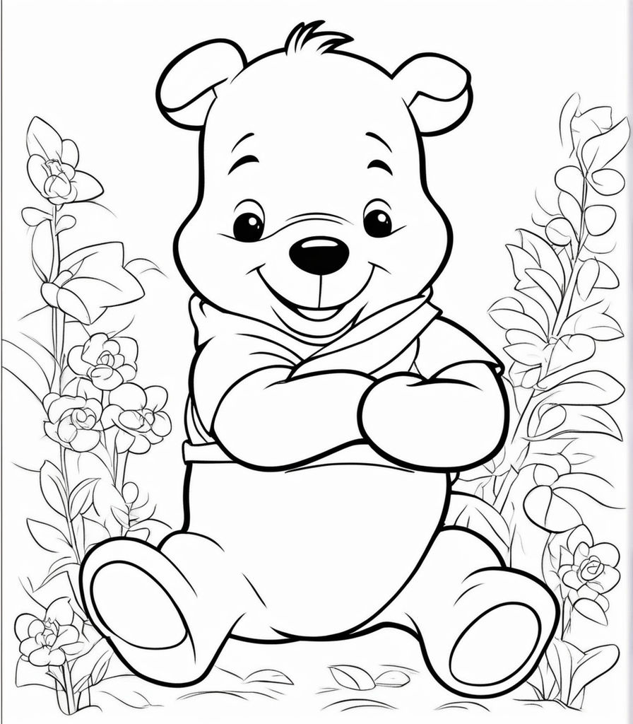 Color outline happy bear