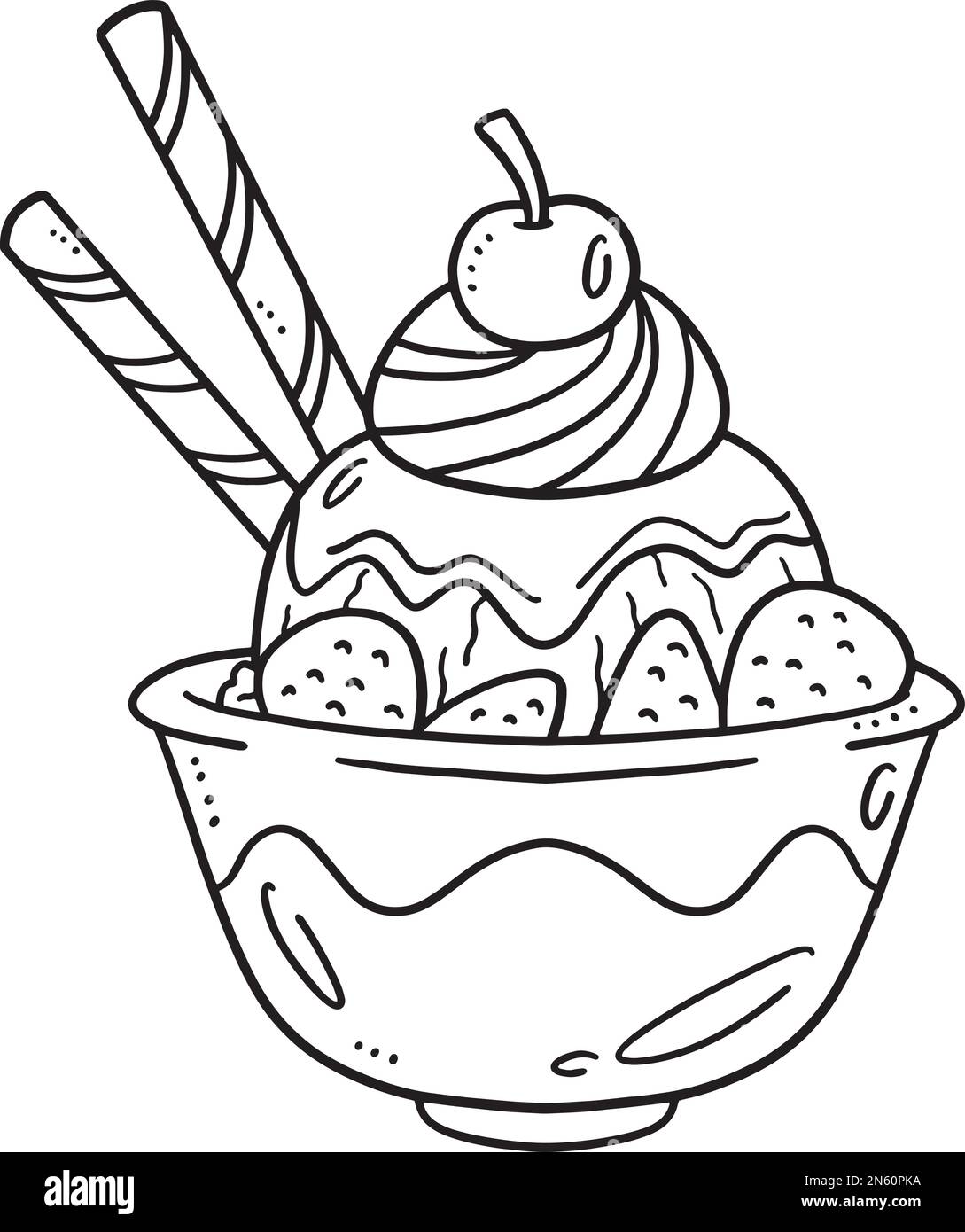 Ice cream isolated coloring page for kids stock vector image art