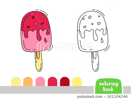 Coloring book for kids ice cream popsicle page