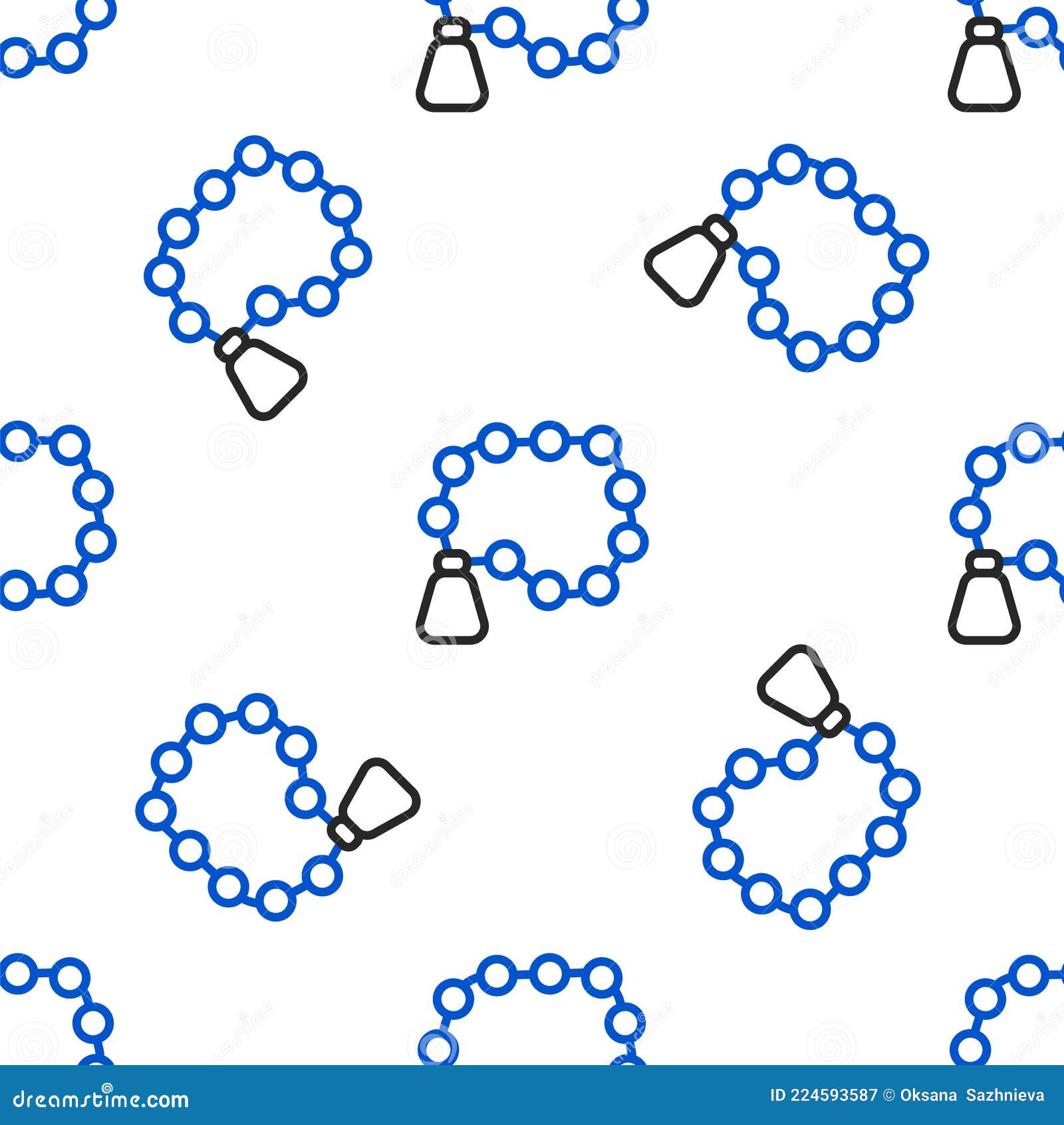 Line rosary beads religion icon isolated seamless pattern on white background colorful outline concept stock vector