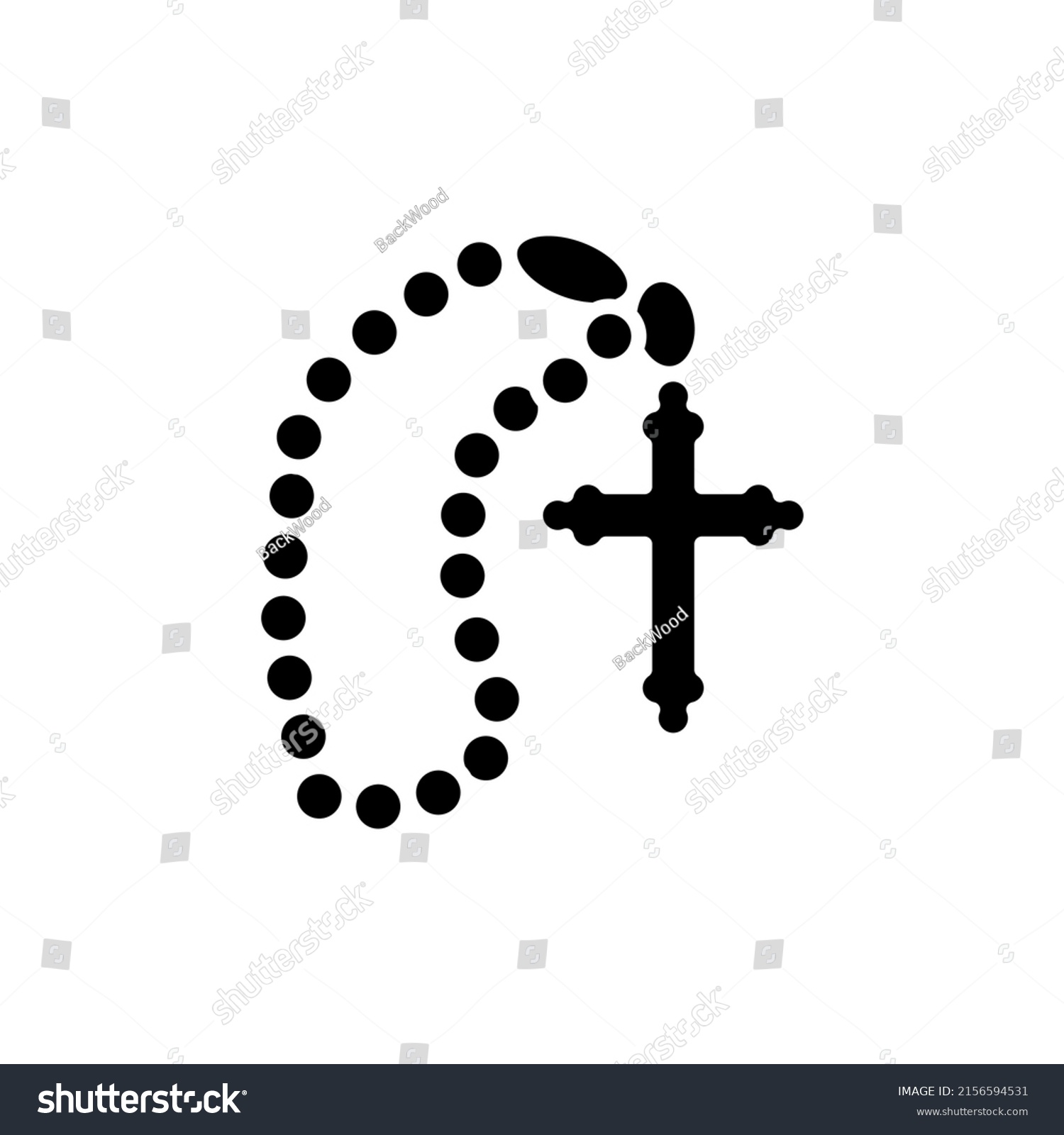 Rosary cross line color icon isolated stock vector royalty free
