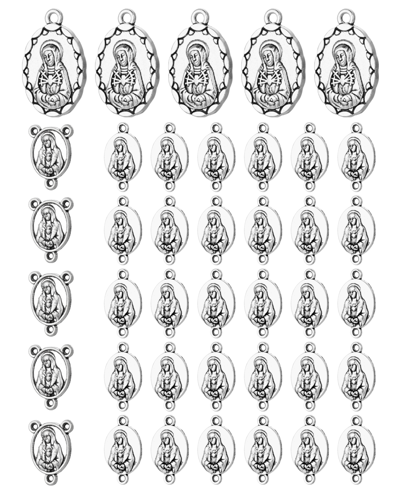 Diyalo pcs seven sorrows rosary chaplet part centerpiece spacer medal pendant diy handmade prayer necklace jewelry making acc