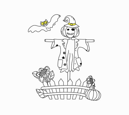 Scarecrow coloring page stock vector illustration and royalty free scarecrow coloring page clipart