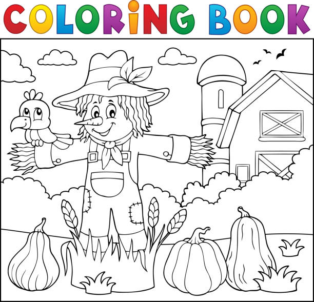 Scarecrow outline drawing stock illustrations royalty