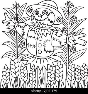 Scarecrow coloring page for kids stock vector image art