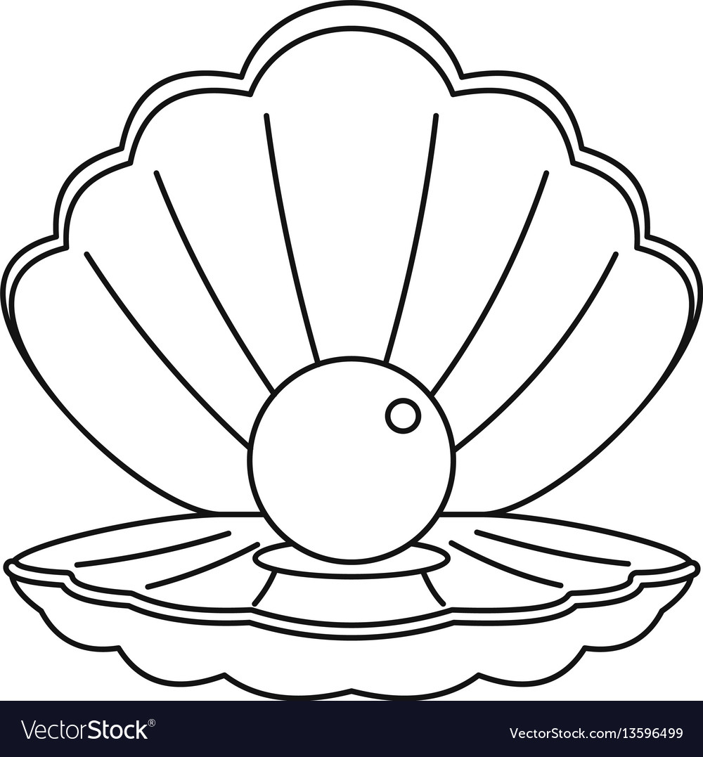 Sea shell with pearl icon outline style royalty free vector