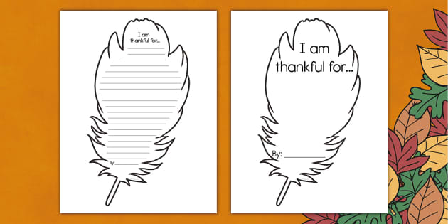 Free turkey feather writing template usa
