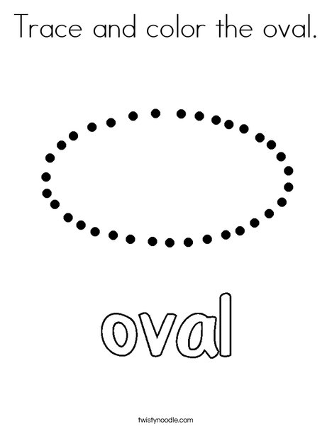 Trace and color the oval coloring page