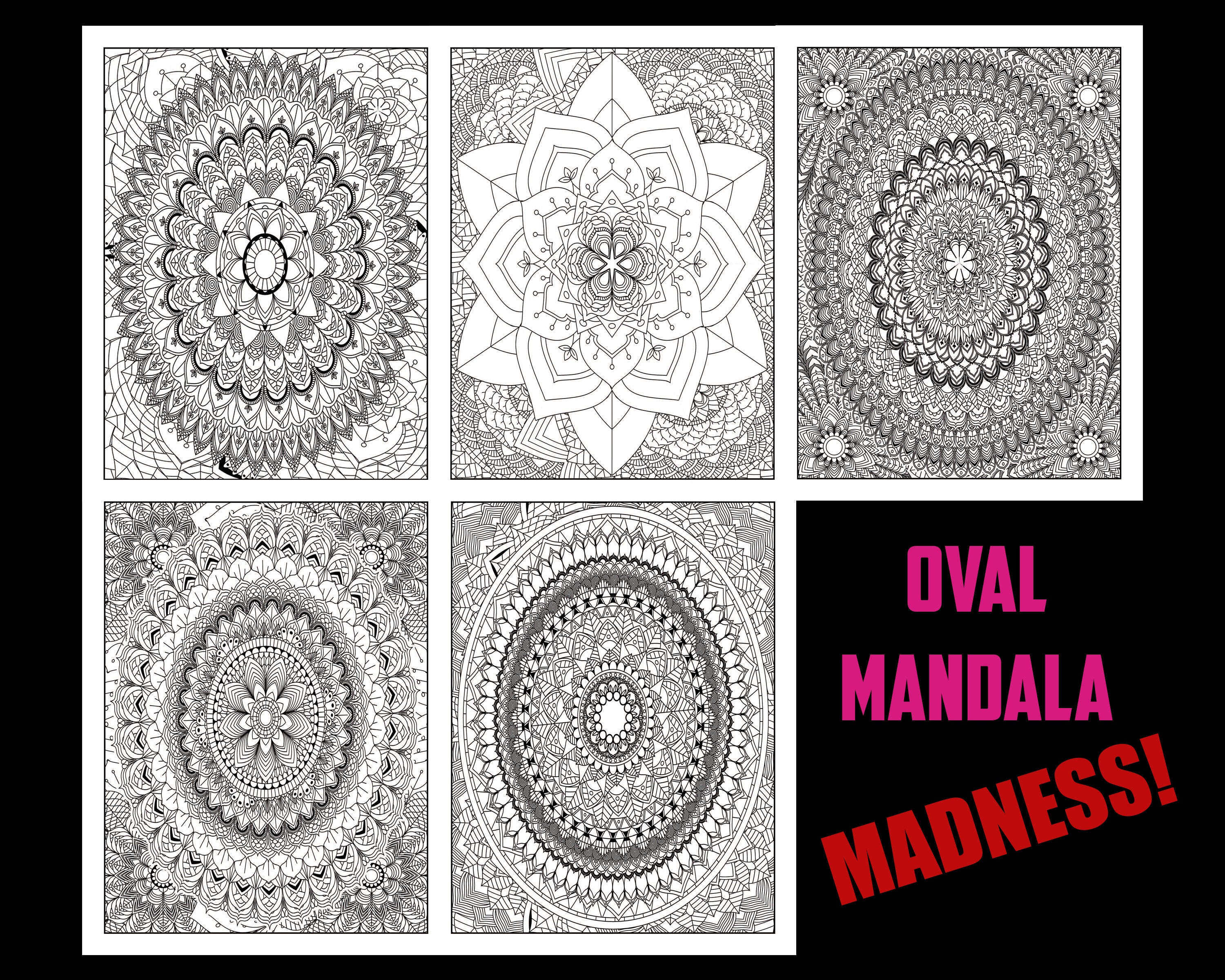 Printable oval mandala coloring pages for adults in pdf to print and color