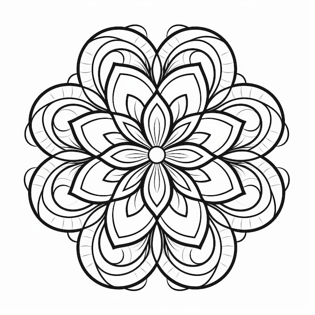 Premium ai image calming symmetry oval flower coloring book page