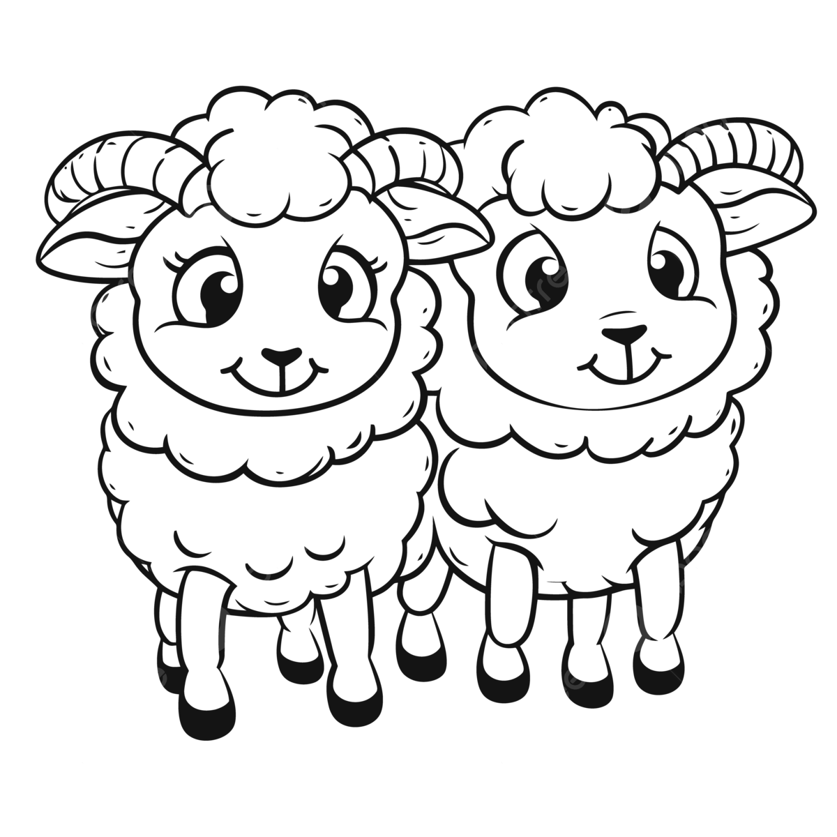 Dibujo de dos ovejas en blanco y negro para colorear pãginas boceto vector png dibujos dibujo de ala dibujo de anillo dibujo de ovejas png y vector para dcargar gratis