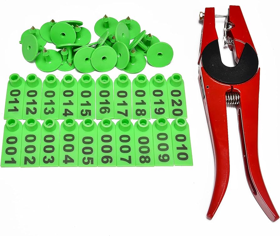 Identification earring ear tag applicator sheep ear tags farm animal laser type livestocks ear tag tool for goatsheeplamb ïpcsgreenï patio lawn garden