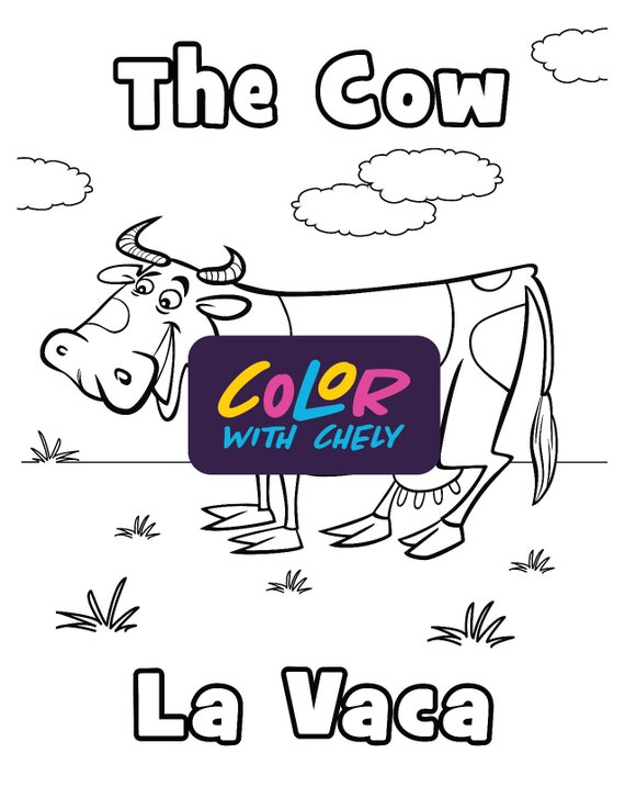 Learn spanish with farm animal coloring pages instant download animales de granja paginas bilingue para colorear descarga instantanea