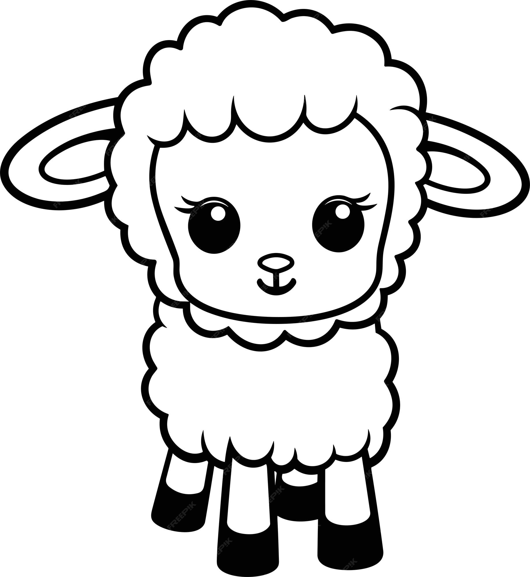 Pãgina para colorear de ovejas para niãos ilustraciãn de contorno vectorial vector premium