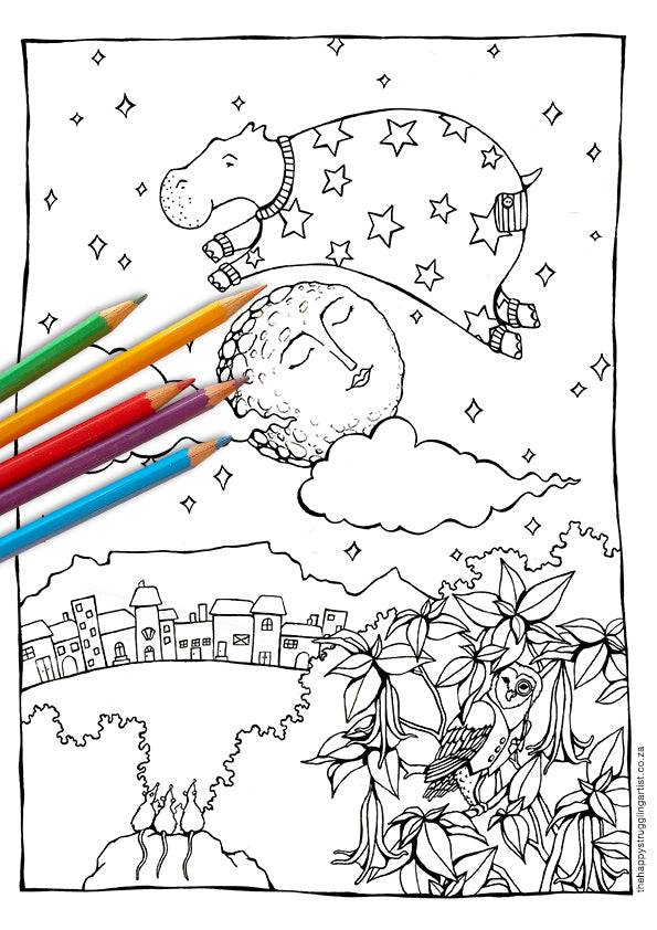 Sea w jumped over the moon louring page for kids â the happy struggling artist