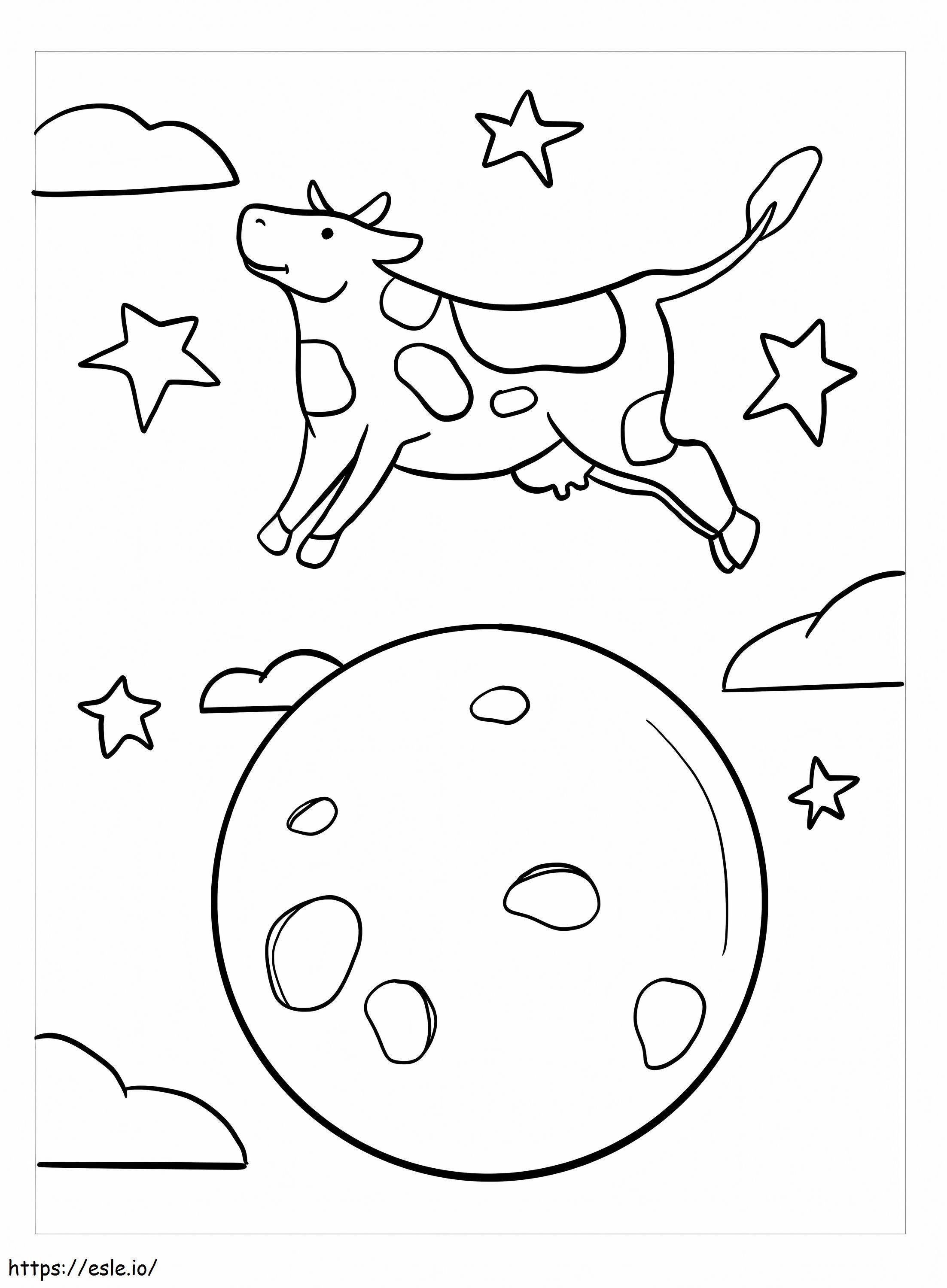 Cow jump over the moon coloring page