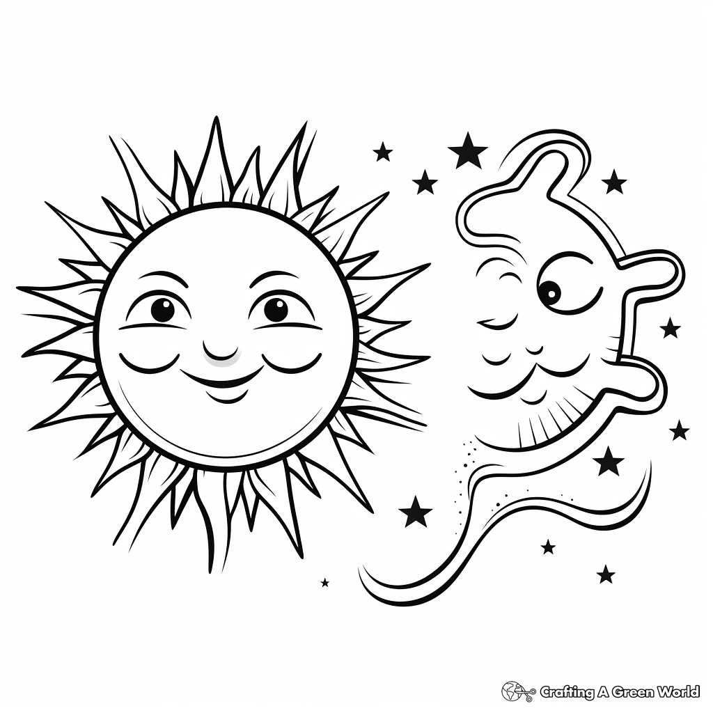 Sun and moon coloring pages