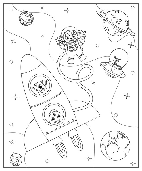 Aliens colouring pages over royalty