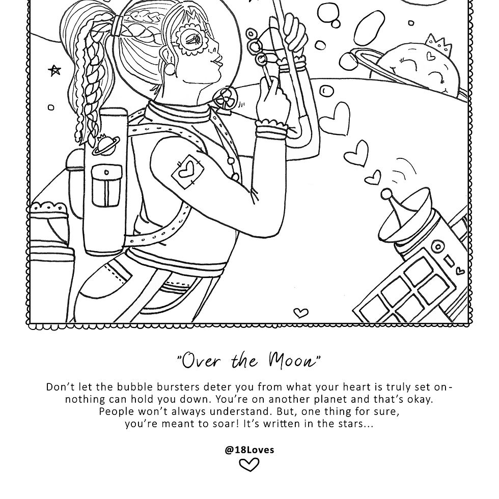 Over the moon coloring page art
