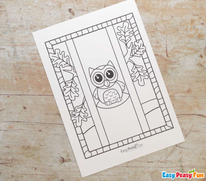 Owl d coloring page craft template