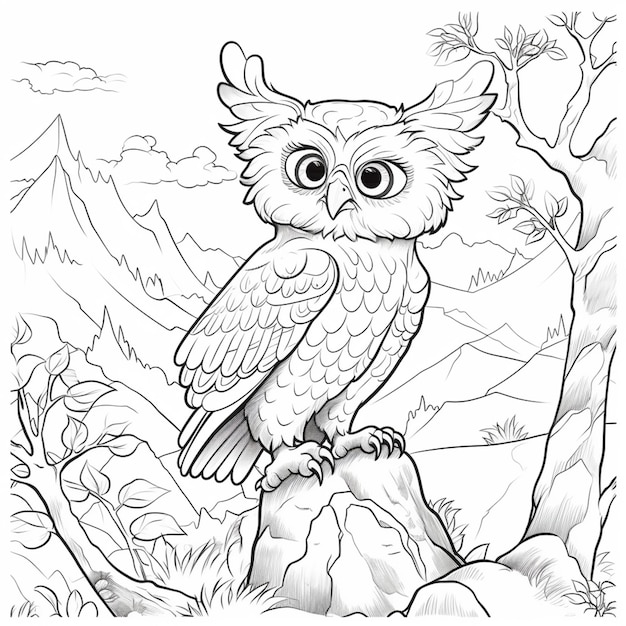Premium ai image coloring pages of owls free printable owl coloring pages for kids generative ai
