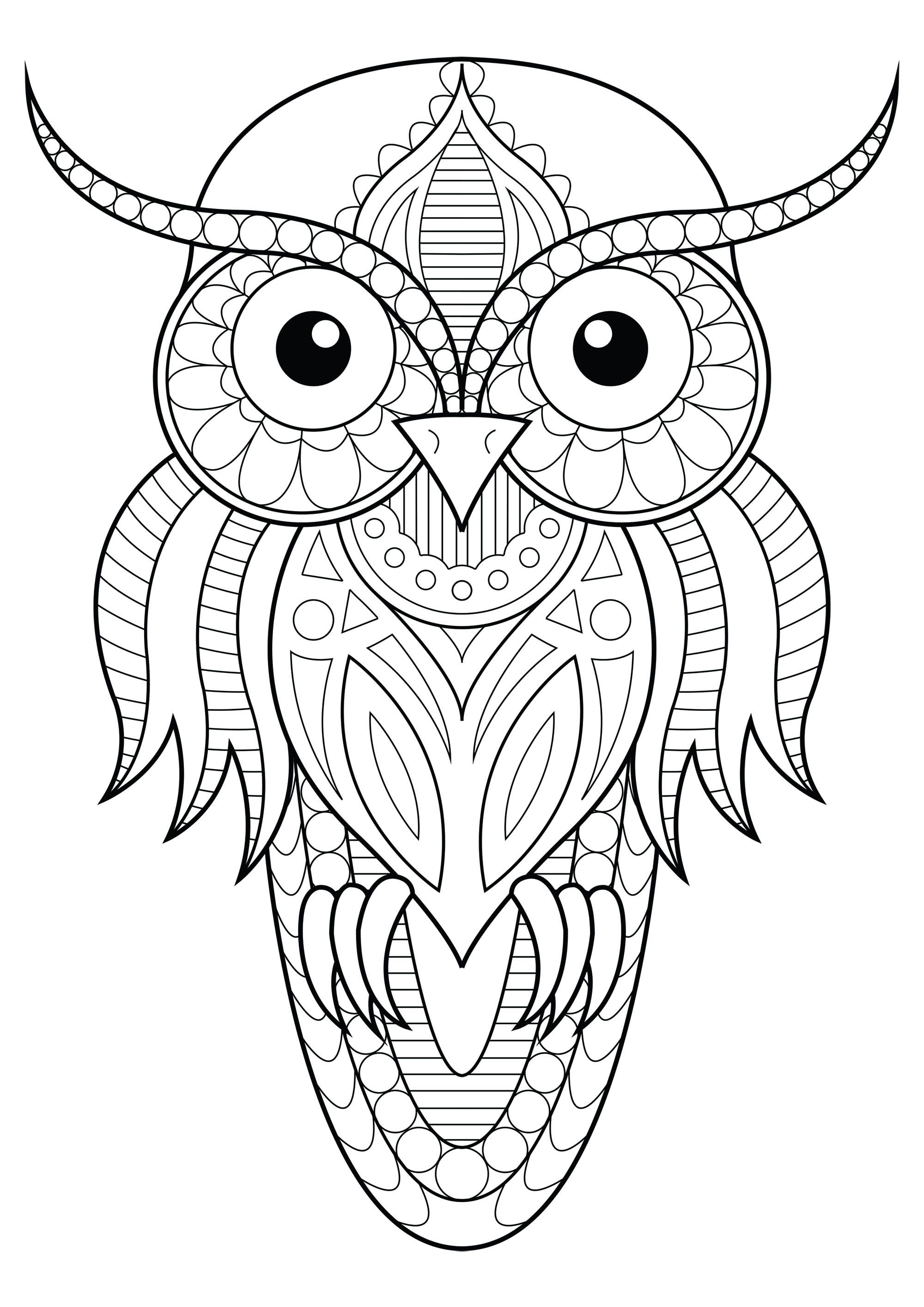 Create a stunning patterned owl coloring page
