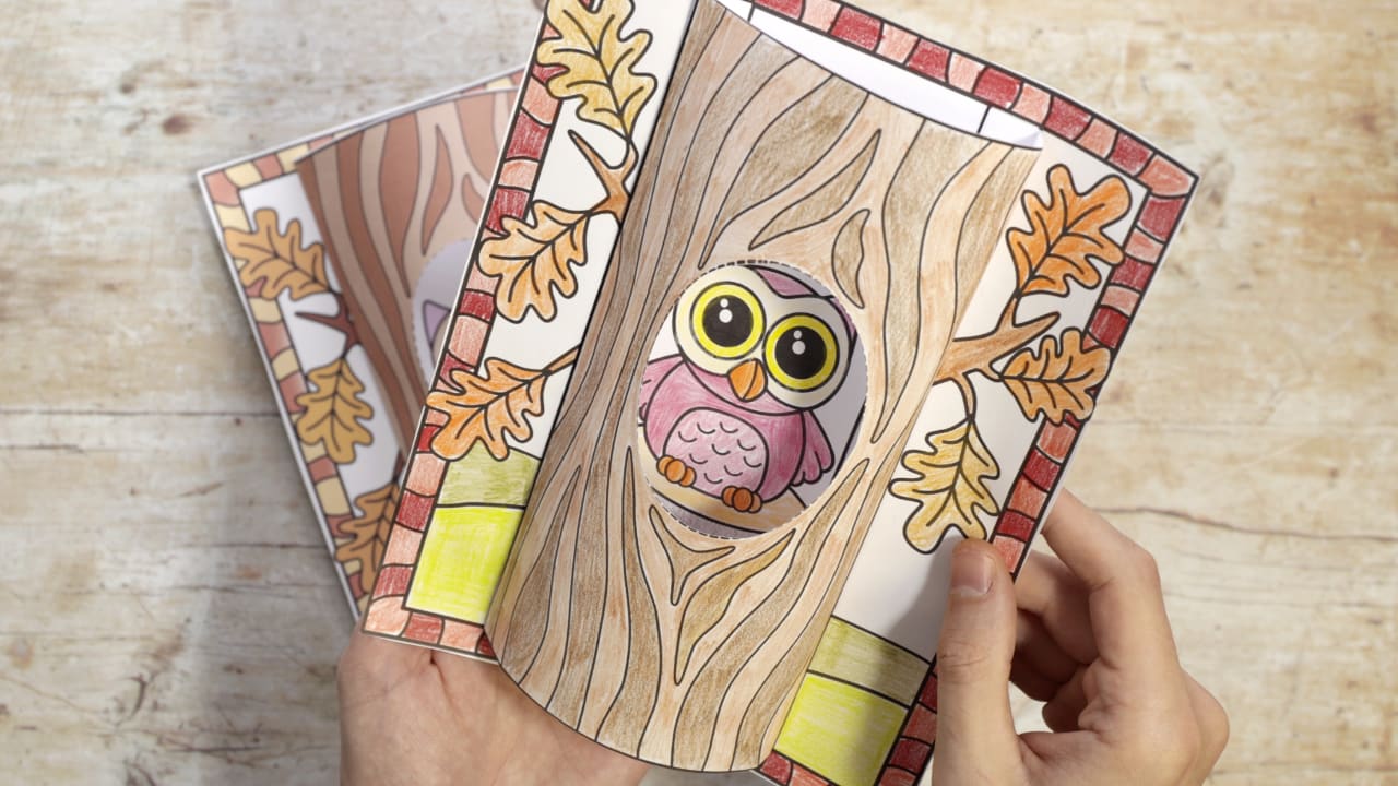 Owl d coloring page craft template
