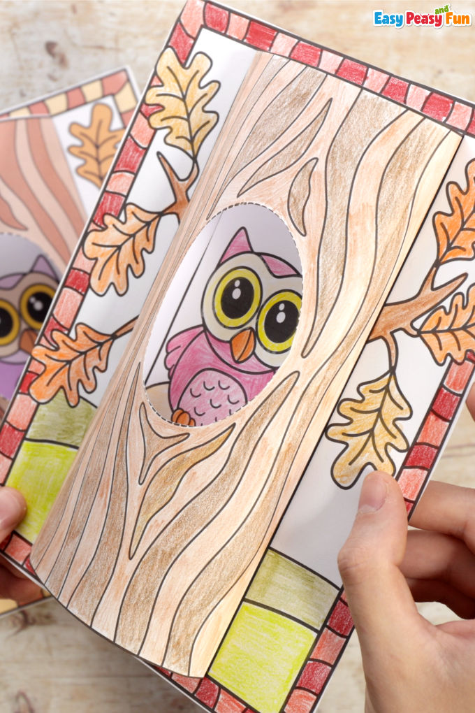 Owl d coloring page craft template