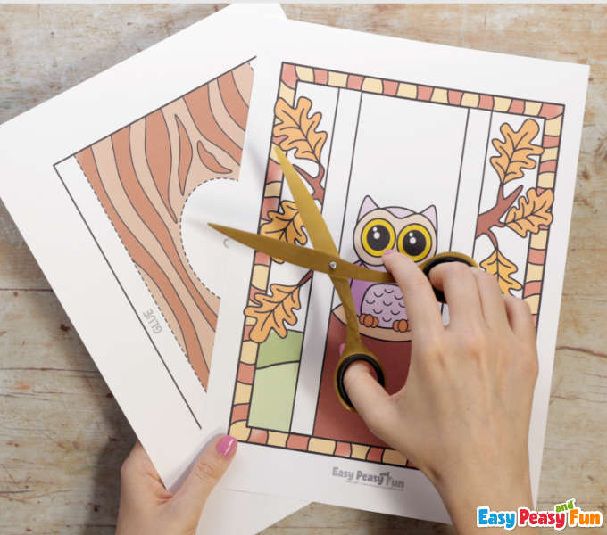 Owl d coloring page craft template
