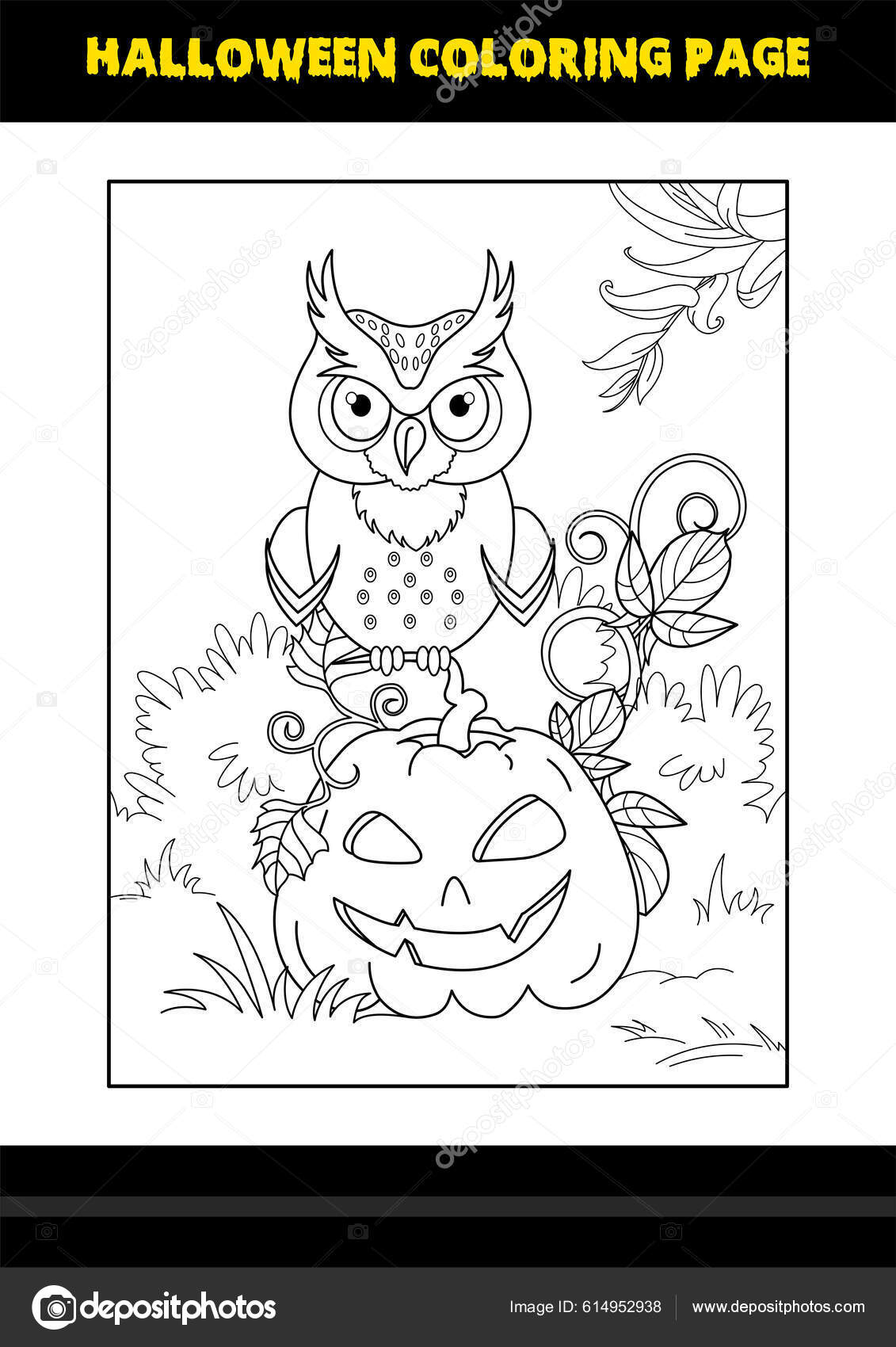 Halloween coloring page kids line art coloring page design kids stock vector by nipunkundu