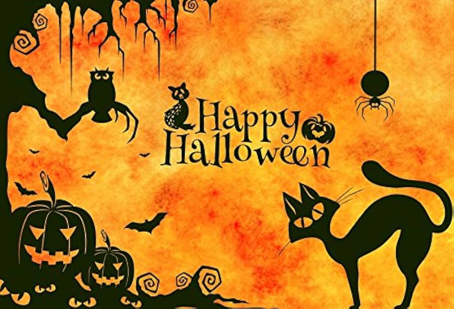 Yeele xft halloween backdrop black cat grimace pumpkins owl bat spider party decor photography background for pictures kids children portrait photo booth shooting vinyl photocall studio props electronics