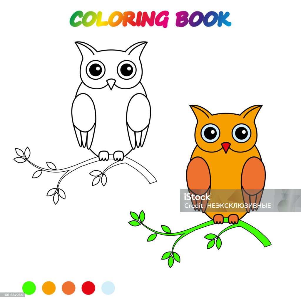 Owl coloring page worksheet game for kids coloring book vector cartoon illustration stock illustration