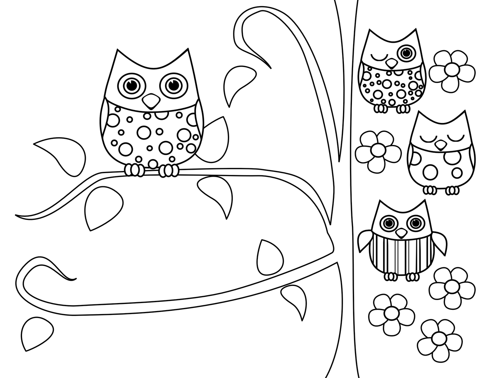 Free printable owl coloring pages for kids